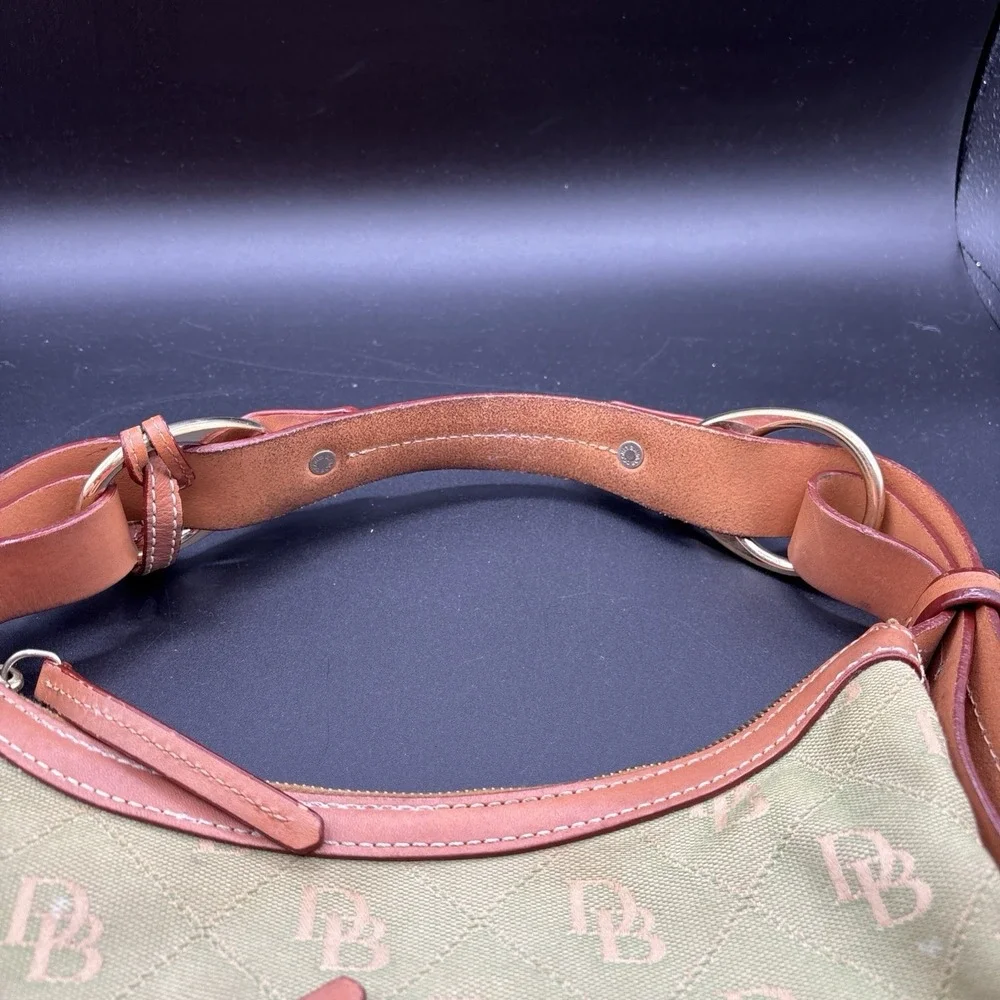 Dooney & Bourke Quilt DB Signature Y2K Hobo Shoulder Bag Small Green